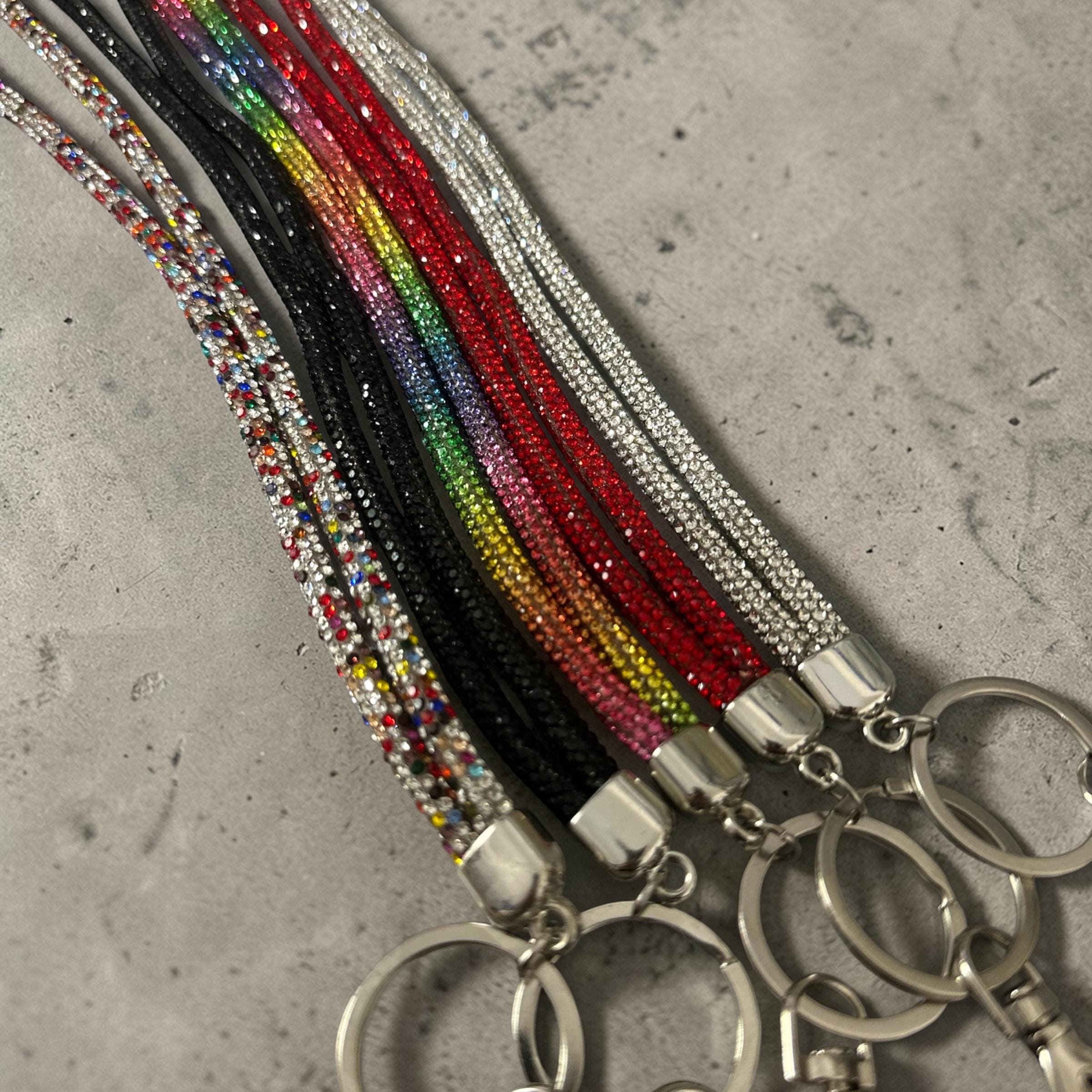 Loop Key Charm Rhinestone Rhinestone Lanyard Keychain Sparkly Crystal Wrist Strap Bling Key Ring ...