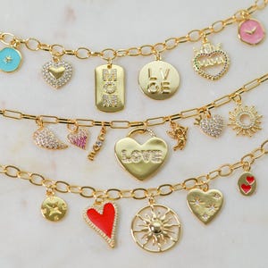 Custom Multi Charm Necklace, Design Your Own Custom Charm Necklace, Pick Your Charms, Gold Charm Necklace, Personalize Jewelry, Gift For Her