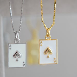 Pik Karten Halskette, Goldkette, Silberkette, Spielkarten Halskette, Spielkarte Schmuck, zierliche Halskette, Minimalistisches Geschenk für sie