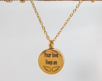 Collana con urna commemorativa, collana con ceneri personalizzata per ceneri di cremazione umana o di animali domestici, ciondolo con ceneri per cremazione di animali domestici, gioielli incisi, regali di Natale