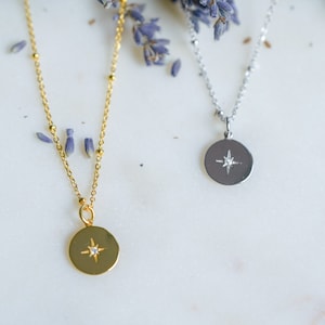 Sterling Silver Necklace, North Star Necklace, Starburst Necklace, Star Necklace, Dainty Necklace, Gold Plated Necklace, Compass Necklace
