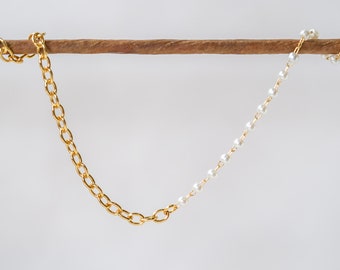 Collar de perlas, joyería de perlas, collar de perlas, perlas de agua dulce, collar de perlas de oro, collar de cadena, collar de perlas auténticas, ideas de regalo