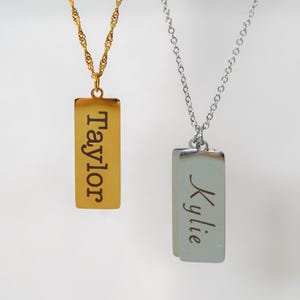 Name Plate Necklace, Birthday Gifts, Coordinates Necklace, Personalized Name Jewelry for Mom, Keepsake Necklace, Custom Engraved Necklace