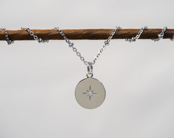 North Star Necklace, Sterling Silver Necklace, Compass Necklace, 18K Gold Necklace, Christmas Gifts, Dainty Celestial Jewelry, Polaris Charm