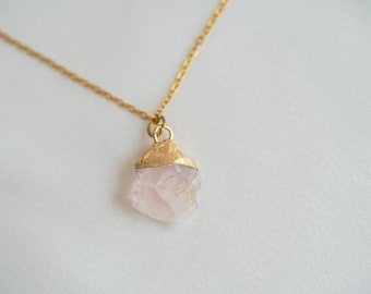Raw Rose Quartz Necklace, Gemstone Necklace, Tanzanite Necklace, Raw Citrine Necklace, October Birth Stone, November Birth Stone, Christmas