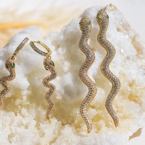Ear Crawler, Stud Earrings, Ear Climber, Crawler Earrings, Snake Earrings, Snake Pendant, Gold Snake Earrings, Snake Hoop Earrings