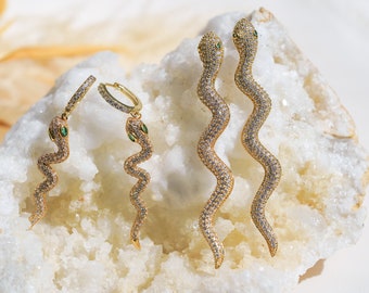Ear Crawler, Stud Earrings, Ear Climber, Crawler Earrings, Snake Earrings, Snake Pendant, Gold Snake Earrings, Snake Hoop Earrings