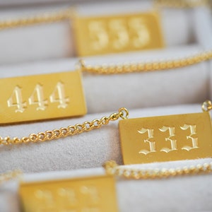 Angel Number Necklace, 222 Angel Number, 777, 888, 999, 444 Necklace, Number Necklace, Name Necklace, Gold Number Necklace, Angel Number