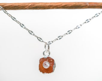 Raw Carnelian Necklace, Carnelian Pendant, Crystal Necklace, Handmade Jewelry, Raw Gemstone, Carnelian Necklace for Men, Christmas Gifts