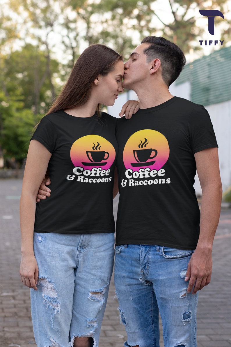 Vintage Shirt Wildlife Shirt Coffee Lover Idea Coffee Shirt Raccoon Shirt Retro Coffee And Raccoons T-Shirt Animal Shirt