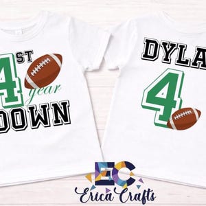 Football Birthday Shirt Boy – Year Down Birthday Sweashirt – Football Birthday Outfit – Custom Name & Age Sports Party Shirt Toddler Youth
