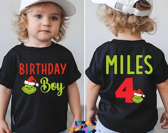 Grinch Birthday Boy Shirt – Grinch Birthday Outfit – Little Grinch Birthday – Grinch Birthday Shirt – Christmas  Shirt – Custom Name Shirt