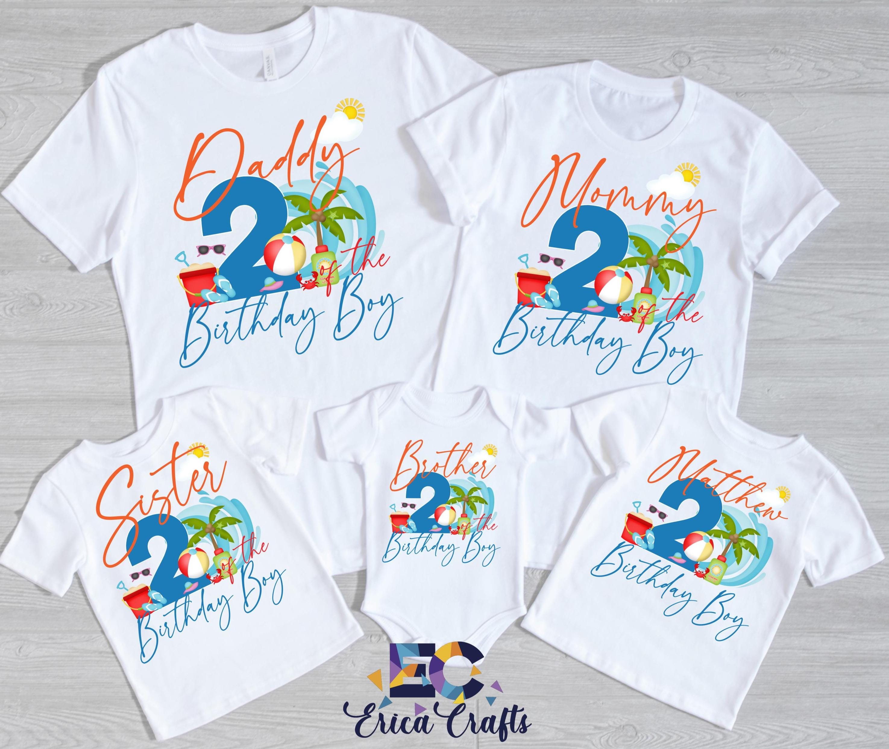 Matching Beach Birthday Boy Family Shirts, Personalized Summer Party Outfit, Custom Boy beach shirts, First Birthday Boy Party beach