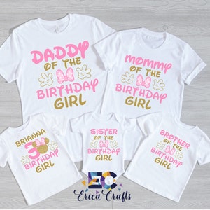 Minnie Family Shirts Minnie Baby Birthday Shirt Mommy Dad Brother Personalized Age Birthday Matching Custom Birthday Girl Minnie Mouse
