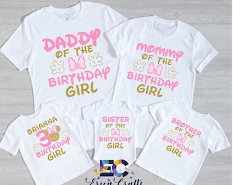 Minnie Family Shirts Minnie Baby Birthday Shirt Mommy Dad Brother Personalized Age Birthday Matching Custom Birthday Girl Minnie Mouse