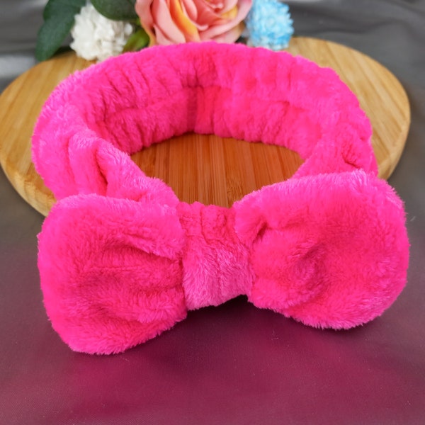 Microfiber Soft Fluffy Headbands, Big Bow Headbands Facial/ Makeup/ Spa Face Washing Headband