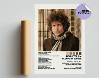 Bob Dylan Poster Framed Original Art Blonde on Blonde Album Print Lyrics Gift
