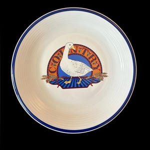 Country Goose Blue and White Bowl