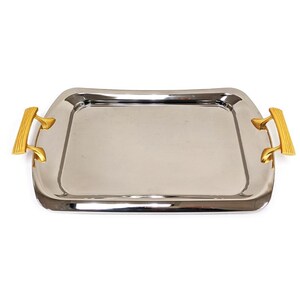 Rectangular Serving tray with two tone Gold design handle