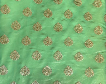 Lime and Gold Saree