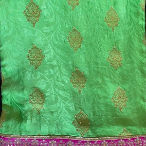 Lime Green Pink Saree