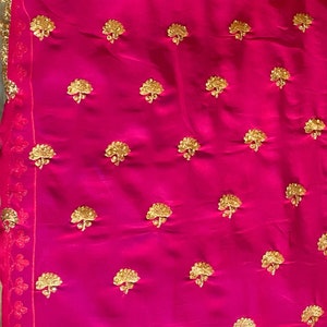 Saree pink blue Gold
