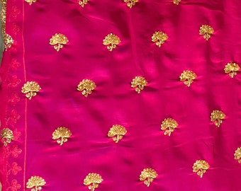 Saree pink blue Gold