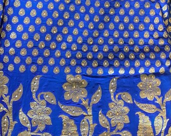 Saree blue pink  green net