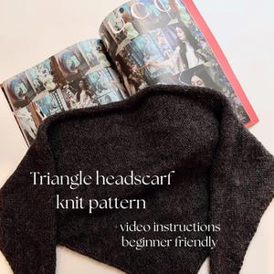 Digital download, Beginner Friendly Pattern, Triangle Headscarf Knit Pattern, Spring Shawl Pattern, Parisian Style, Knitted headscarf