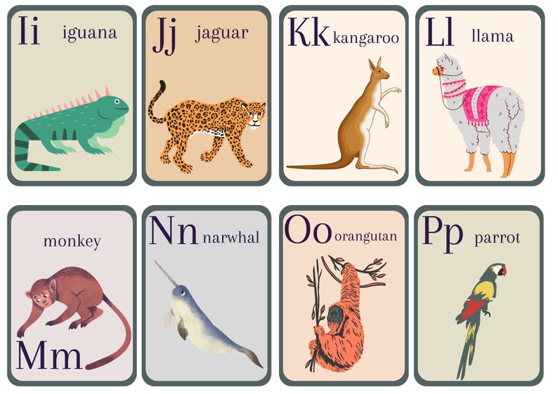 Animal Alphabet Flash Cards | Printable - Etsy