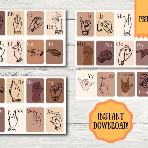 ASL DIGITAL DOWNLOAD Printable Alphabet Flash Cards Pdf - Etsy