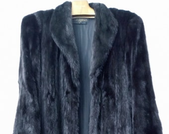 Szor-Diener Full Length Black Mink Coat, Size 14, Gorgeous, Soft, Heavy, Warm