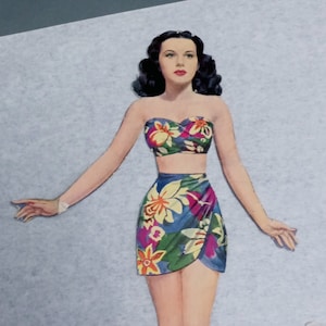 1940s Hedy Lamarr Paper Doll and Outfits, Real Deal, Not Reproduction, Vintage Paper Doll, Cut, Please Read Description!