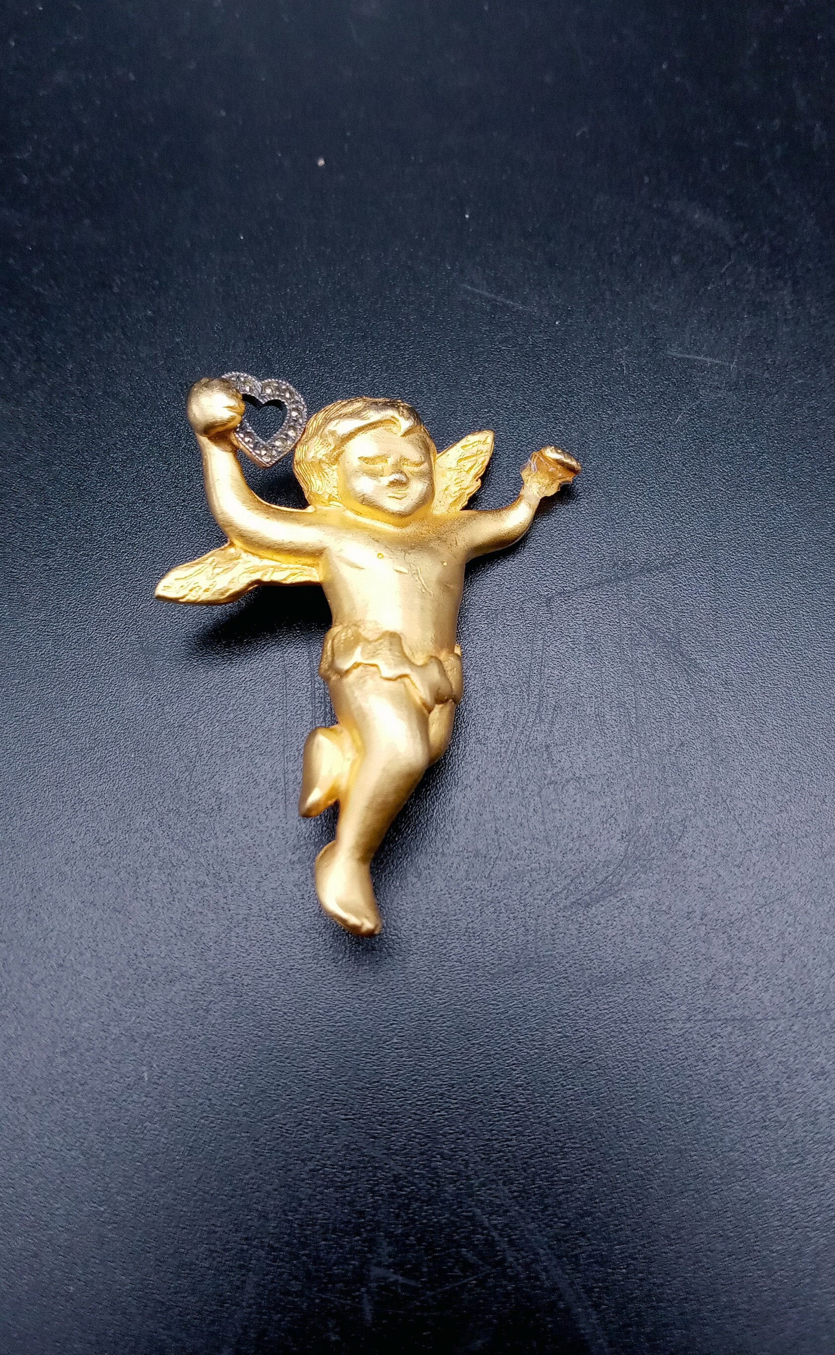 Cherub Heart Brooch - Etsy Cherub Heart Brooch - Etsy
