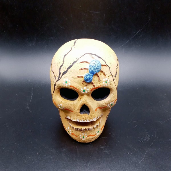 Vintage Hand Made, Hand Painted Terra Cotta- Clay, Sugar Skull, Day of the Dead Decoration