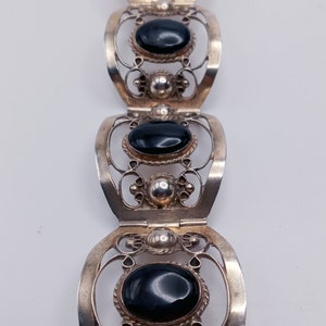 DRG Hinged Sterling Bracelet with Faux Black Stones