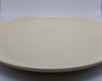 California "Life" Light Yellow Speckled Dinner Plate by Laurel Pottery