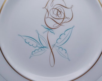 Set of 4 Spencerian Rose Salad Plates by Easterling