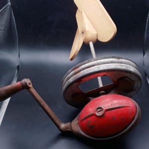 Dazey Butter Churn, Large, No Jar, 1930s Screw on Football Butter Churn, Rusty, but Spins Freely, Churn ONLY