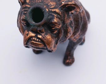 Copper Bulldog Table Lighter by Ronson Art Metal Works, 1930s, NO