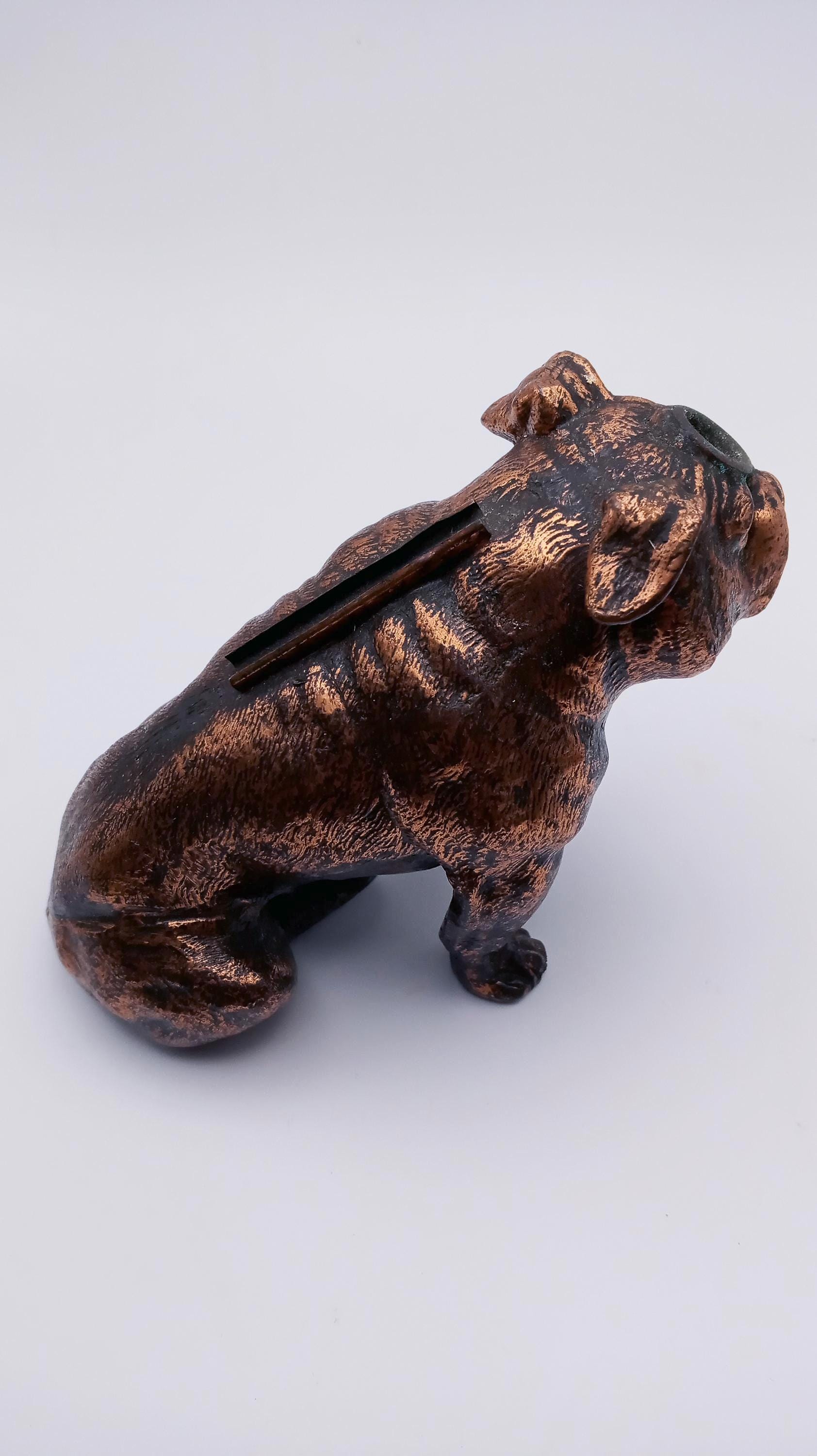 Copper Bulldog Table Lighter by Ronson Art Metal Works, 1930s, NO