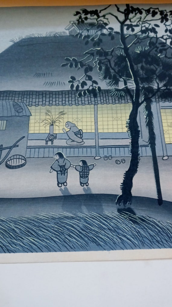 Bakufu Ohno Woodblock Print Set: Farmer and Mule, Farmer's House