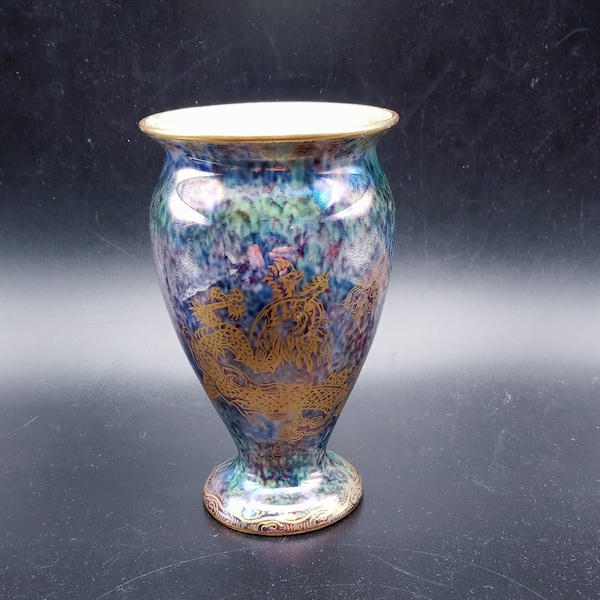 Wedgwood Celestial Dragon Lustre Vase, 1920s, Daisy Maekig Jones, Z4831, Small Fairyland Vase