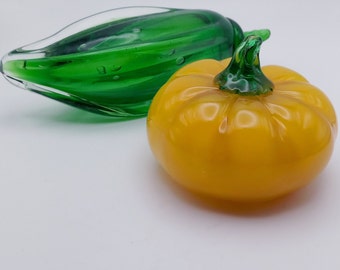 Handblown Glass Vegetables, Pepper and squash