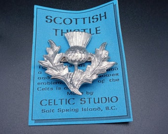 Scottish Thistle, Pewter Pin, Kilt Pin, Celtic Studio, Salt Spring Island, New Old Stock