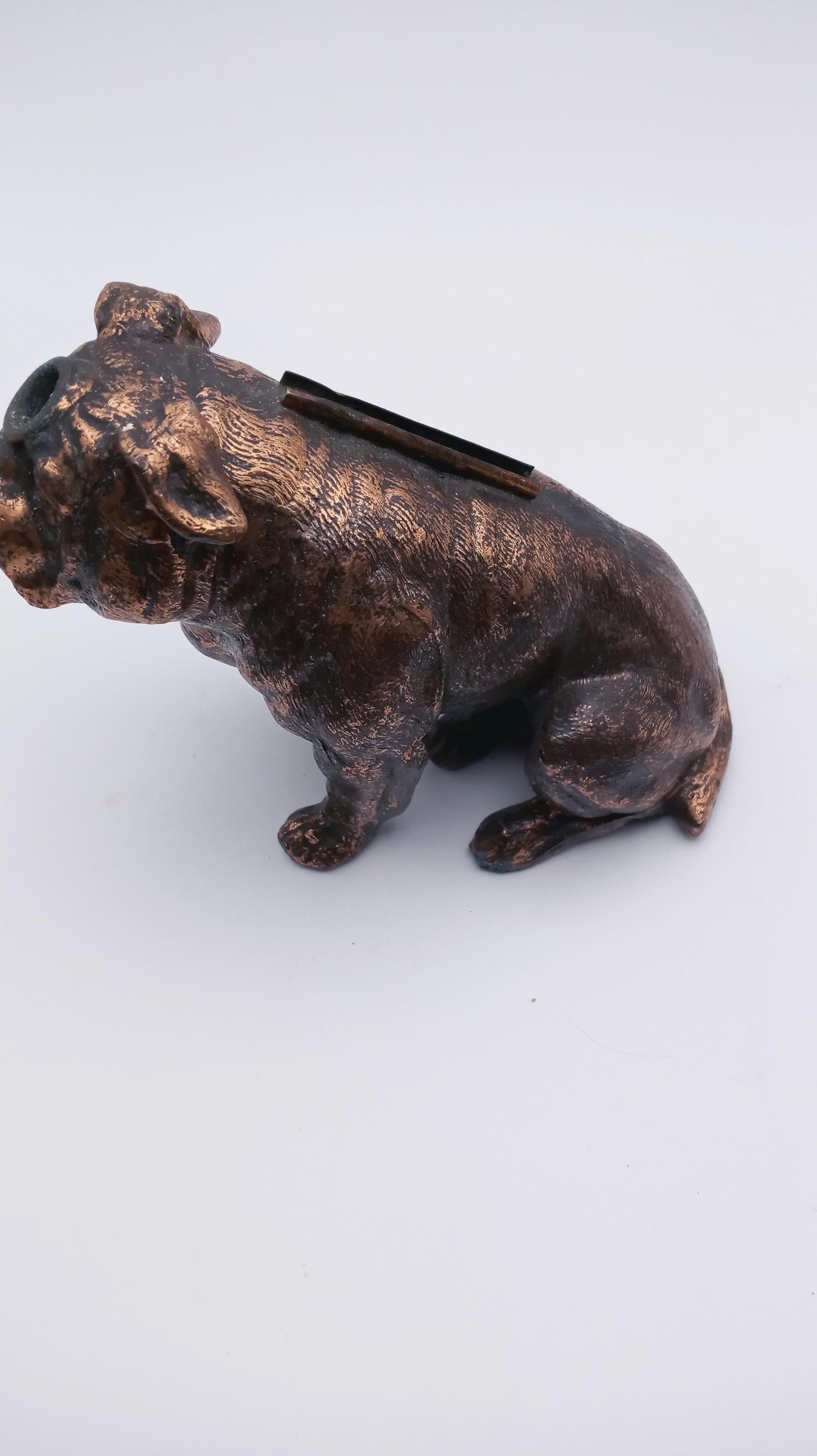 Copper Bulldog Table Lighter by Ronson Art Metal Works, 1930s, NO