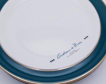 Adam and Eve Sensuous Urbanites Rimmed Green Band Plates, Set of 5
