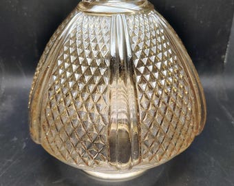 Vintage Light Amber Glass, Iridescent, Acorn Shaped, Diamond Point, Light Globe