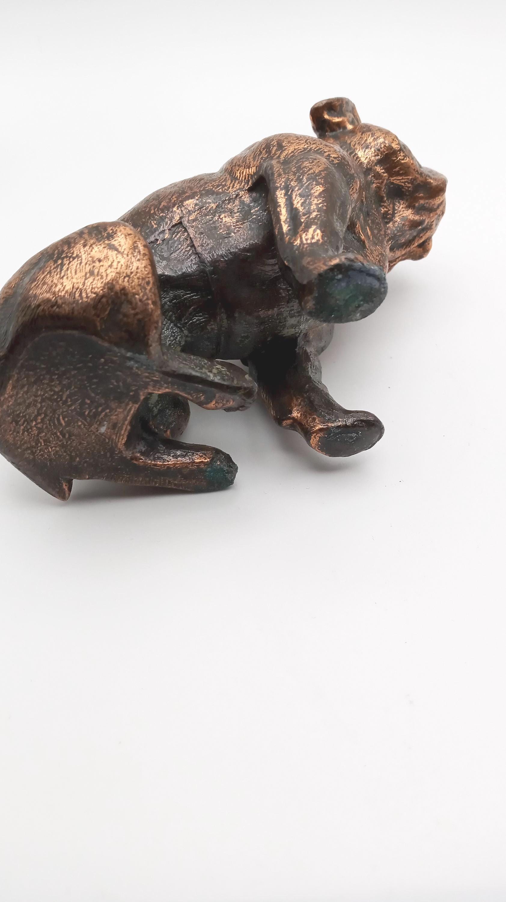 Copper Bulldog Table Lighter by Ronson Art Metal Works, 1930s, NO