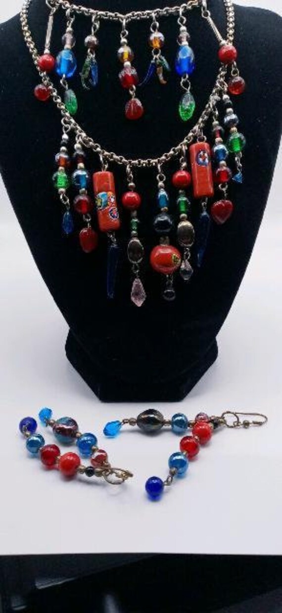 Murano Style Glass Bead Necklace - image 2